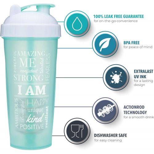  [아마존베스트]GOMOYO Motivational Quotes on Performa Perfect Shaker Bottle, 28 Ounce Classic Protein Shaker Cup, Dishwasher Safe, Perfect Gym Fitness Gift (Be Strong - Rose - 28oz)