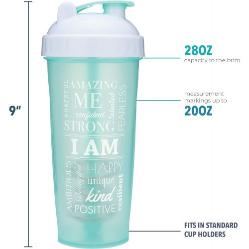  [아마존베스트]GOMOYO Motivational Quotes on Performa Perfect Shaker Bottle, 28 Ounce Classic Protein Shaker Cup, Dishwasher Safe, Perfect Gym Fitness Gift (Be Strong - Rose - 28oz)