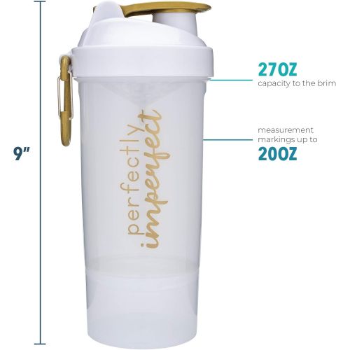  [아마존베스트]GOMOYO Smartshake Shaker Bottle with Motivational Quotes | 27 Ounce Protein Shaker Cup | Attachable Container Storage for Protein or Supplements | Perfect Fitness Gift