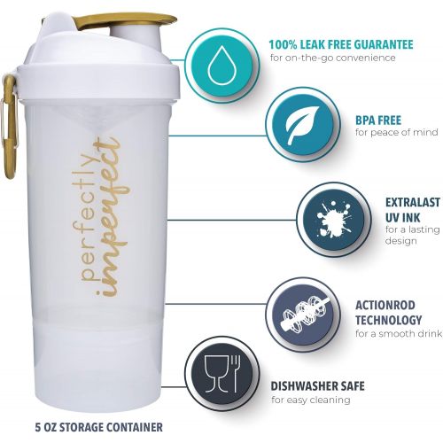  [아마존베스트]GOMOYO Smartshake Shaker Bottle with Motivational Quotes | 27 Ounce Protein Shaker Cup | Attachable Container Storage for Protein or Supplements | Perfect Fitness Gift