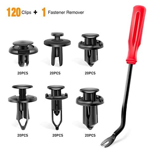  GOOACC GRC-30 120PCS Car Retainer 6.3mm 8mm 9mm 10mm Expansion Screws Replacement Kit Bumper Push Rivet Clips, 1PC Fastener Remover