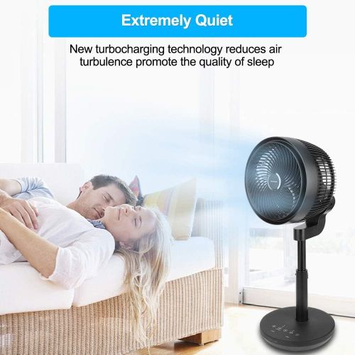  GOODNEW Air Circulator Fan, Environmental Pedestal Fan with 3 Modes, 4 Variable Speed Control, 3D Oscillating Movement, 7h Timer (Big Black)