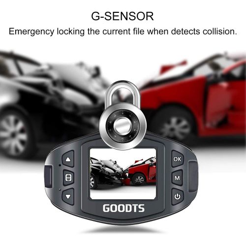  [아마존베스트]Dash Cam GOODTS Full HD 1080P Mini Car Camera Driving Recorder 1.5 inch Screen 170°Wide Angle, Dashboard Camera with G-Sensor Loop Recording WDR Motion Detection Night Vision (16GB