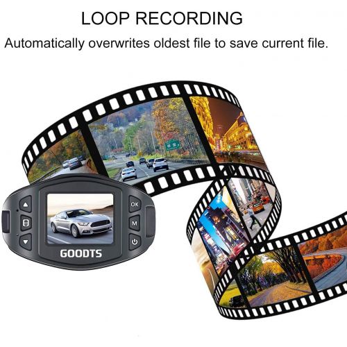  [아마존베스트]Dash Cam GOODTS Full HD 1080P Mini Car Camera Driving Recorder 1.5 inch Screen 170°Wide Angle, Dashboard Camera with G-Sensor Loop Recording WDR Motion Detection Night Vision (16GB