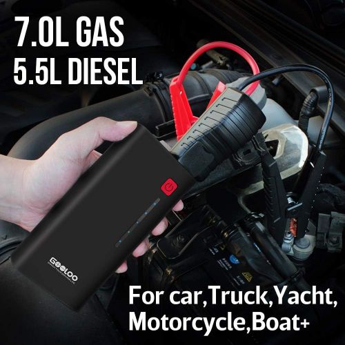  [아마존 핫딜]  [아마존핫딜]GOOLOO 800A Peak 18000mAh SuperSafe Car Jump Starter with USB Quick Charge 3.0 (Up to 7.0L Gas or 5.5L Diesel Engine), 12V Portable Power Pack Auto Battery Booster Phone Charger Bu