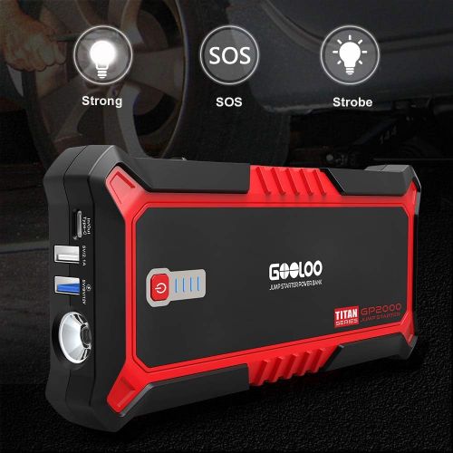  [아마존핫딜][아마존 핫딜] GOOLOO Upgraded 2000A Peak SuperSafe Car Jump Starter with USB Quick Charge 3.0 (Up to 10L Gas or 7L Diesel Engine) 12V Auto Battery Booster Power Pack Type-C Portable Phone Charge