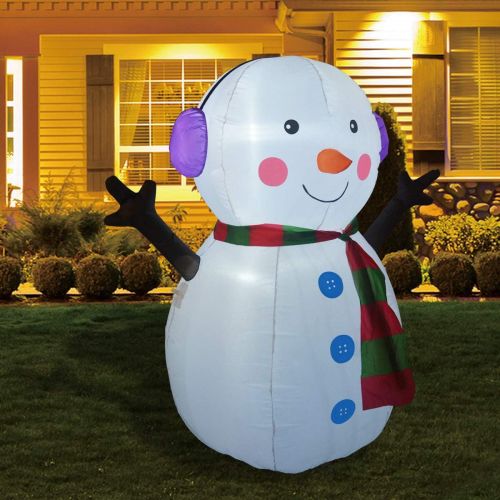  할로윈 용품GOOSH 4 FT Christmas Inflatable Outdoor Cute Snowman, Blow Up Yard Decoration Clearance with LED Lights Built-in for Holiday/Party/Xmas/Yard/Garden