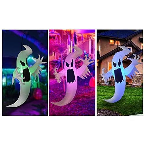  할로윈 용품GOOSH 5FT Inflatable Halloween Hunting Ghost Blow Up Yard Decoration Clearance with LED Lights Built-in for Holiday/Party/Yard/Garden