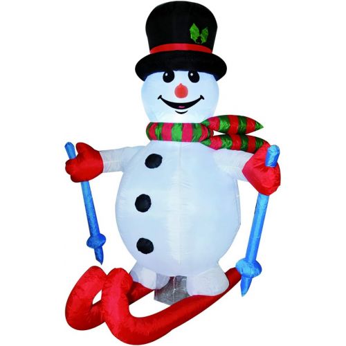  할로윈 용품GOOSH 6 FT Height Christmas Inflatables Outdoor Ski Snowman, Blow Up Yard Decoration Clearance with LED Lights Built-in for Holiday/Christmas/Party/Yard/Garden