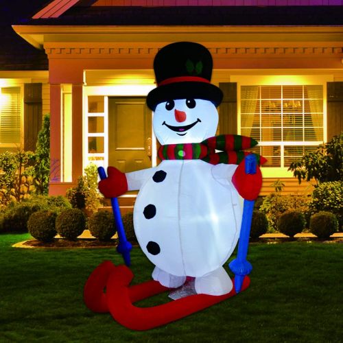  할로윈 용품GOOSH 6 FT Height Christmas Inflatables Outdoor Ski Snowman, Blow Up Yard Decoration Clearance with LED Lights Built-in for Holiday/Christmas/Party/Yard/Garden