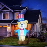 할로윈 용품GOOSH 6 FT Tall Christmas Inflatable American Bear of Uncle Sam with American Flag Blow Up Decor with Build-in LED Lights for Party Indoor, Outdoor, Yard, Garden, Lawn Decorations