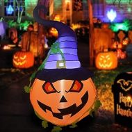 할로윈 용품GOOSH 5 FT Halloween Inflatables Outdoor Pumpkin with The Wizard Hat, Blow Up Yard Decoration Clearance with LED Lights Built-in for Holiday/Party/Yard/Garden