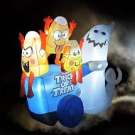 할로윈 용품GOOSH 6 Foot Length Halloween Inflatables Halloween Ghost with Candy Cart with Build-in LED Light Blow Up Inflatables for Halloween Party Indoor Outdoor,Tree Yard Garden Lawn Decor