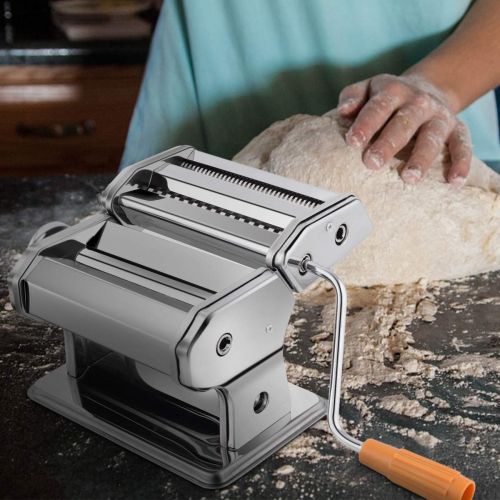  GOPLUS Nudelmaschine Edelstahl Pasta Maker Pastamaschine spaghettimaschine manuell 2 Breite 6 Stufen