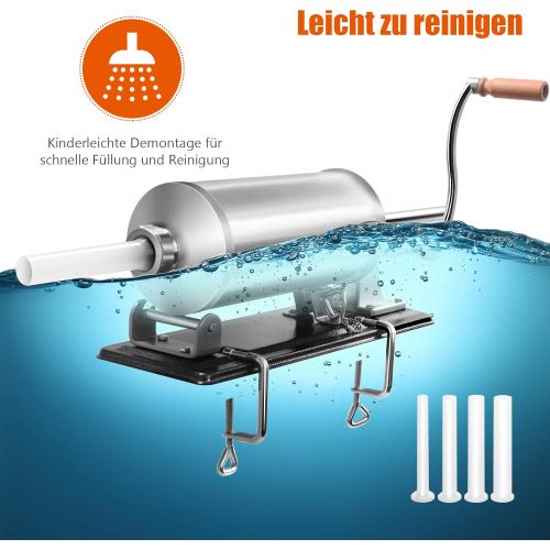  Goplus GOPLUS Edelstahl Wurstfueller Wurstfuellmaschine manuell Wurstmaschine Wurstpress Wurstspritze 4,8 L