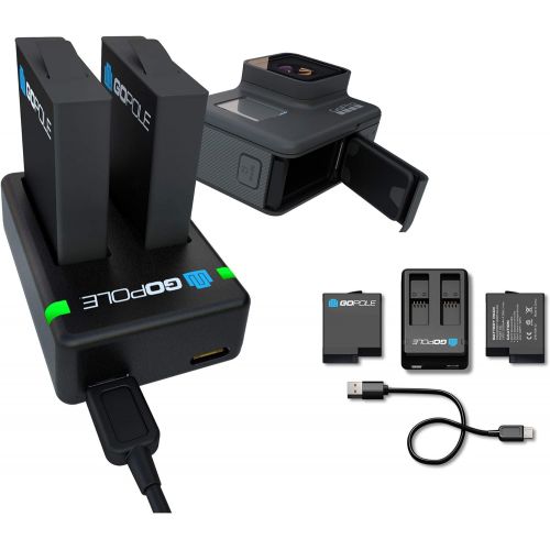  GOPOLE Dual Battery Kit for GoPro Hero 7/6/5 Black cameras (compatible with latest firmware updates)