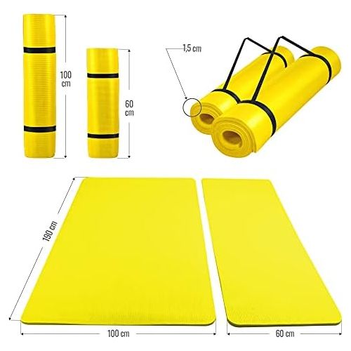  [아마존베스트]Gorilla Sports Extra-Thin Yoga Mat, 190 x 60 x 1.5 cm / 190 x 100 x 1.5 cm, Non-Slip and Phthalate-Free, Gym Mat for Fitness, Yoga and Pilates, in 13 Colours