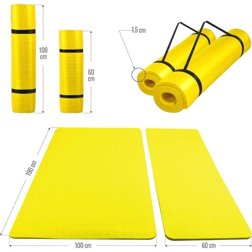  [아마존베스트]Gorilla Sports Extra-Thin Yoga Mat, 190 x 60 x 1.5 cm / 190 x 100 x 1.5 cm, Non-Slip and Phthalate-Free, Gym Mat for Fitness, Yoga and Pilates, in 13 Colours