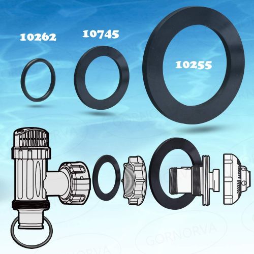  GORNORVA 25076RP Large Strainer Rubber 2 Washer and Ring Kit for 1-1/2in Fittings, 2 O-Ring Rubber Washer for Intex Pool Plunger Valves and 2 Intex Replacement Gasket- 10745, 10262