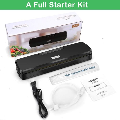  Goscien Food Vacuum Sealer Machine, One-Button Sealer Sealing System for Dry & Moist Food Preservation, Starter Kit with 15 PCS Bags Suitable for Home & Commerce