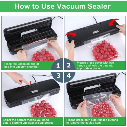  Goscien Food Vacuum Sealer Machine, One-Button Sealer Sealing System for Dry & Moist Food Preservation, Starter Kit with 15 PCS Bags Suitable for Home & Commerce