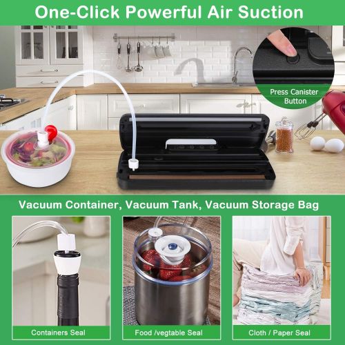  Goscien Food Vacuum Sealer Machine, One-Button Sealer Sealing System for Dry & Moist Food Preservation, Starter Kit with 15 PCS Bags Suitable for Home & Commerce