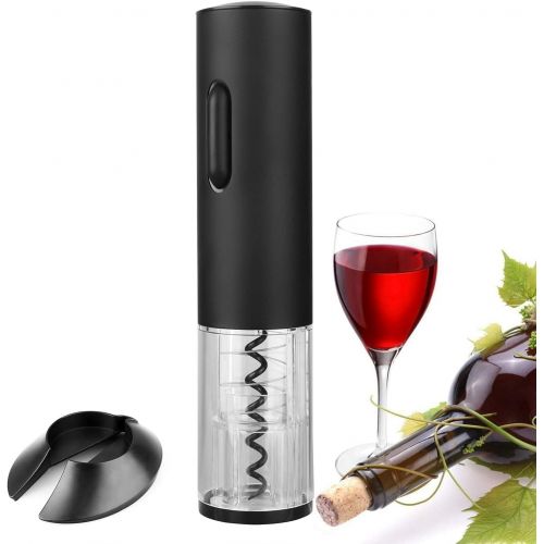  [아마존베스트]GOSCIEN Electric Wine Bottle Opener, Cordless Rechargeable Wine Opener, Automatic Corkscrew with USB Charging and Foil Cutter (Base), LED Indicator Light-Stainless Steel (Black)