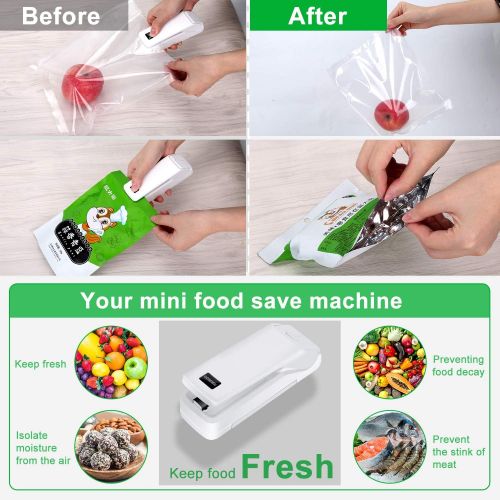  [아마존베스트]GOSCIEN Mini Bag Sealer Chargeable Portable Quick 2 in 1 Sealer for Plastic Mini Handheld Heat Sealer for Food Kitchen Sealing Resealer for Chip Bags, Plastic Bags, Snack Bags (Whi