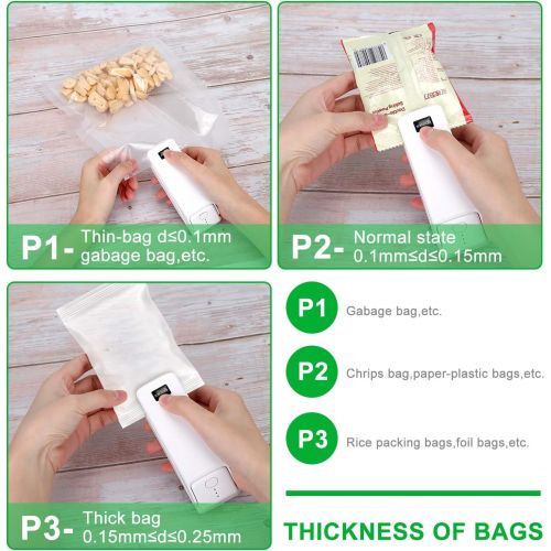  [아마존베스트]GOSCIEN Mini Bag Sealer Chargeable Portable Quick 2 in 1 Sealer for Plastic Mini Handheld Heat Sealer for Food Kitchen Sealing Resealer for Chip Bags, Plastic Bags, Snack Bags (Whi