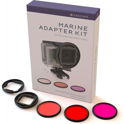  GOSCOPE HERO3 / HERO3+ / HERO4 RED Filter GOPRO Dive/Snorkel Filter - Laser Cut Contrast Enhancement Glass - Includes RED, Magenta, & Snorkel Glass Lens [FITS 60M OR 40M GOPRO Dive