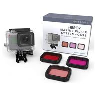 GOSCOPE Red Filter (Compatible with Hero7 Black/Hero6/Hero5/Hero) Laser Cut Contrast Enhancement Glass for Colorful/Vivid Underwater Video/Pictures - Includes: 60m Housing