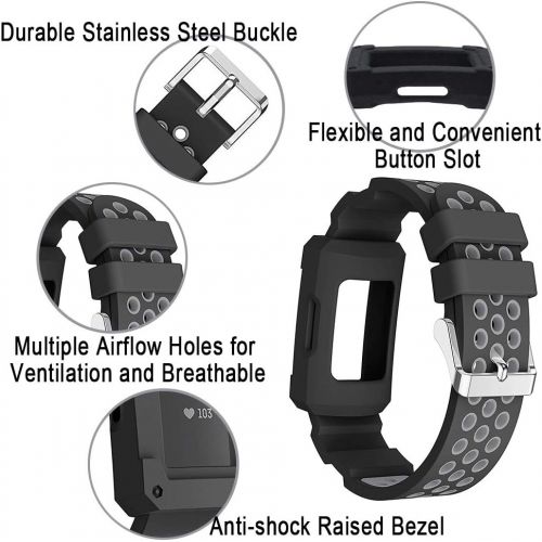  [아마존베스트]GOSETH Compatible with Fitbit Charge 4/Fitbit Charge 3 Bands with Case, Silicone Strap with Shatter-Resistant Protective Frame for Fitbit Charge 3/SE/Charge 4 and Special Editions