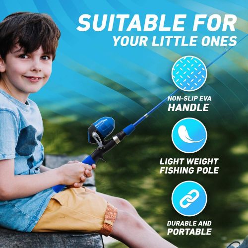  GOTAFISH Fishing Poles for Kids Ages 4-8 - Fishing Pole for Kids 8-10, Kids Fishing Pole, Tackle Box, Fishing Line, Spincast Reel and Kids Backpack Great Gift for Boys, Girls, Yout