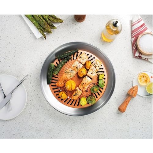  Gotham Steel Smokeless Stovetop Grill, Ultra-Nonstick At Home Korean BBQ Grill, Dishwasher Safe BBQ Grill & KBBQ Grill Indoor with Drip Tray for Healthier Cooking, 100% Free of PFOA, Lead and Cadmium