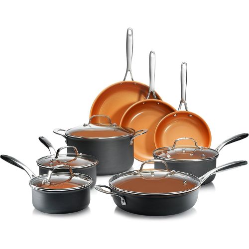  [아마존핫딜][아마존 핫딜] GOTHAM STEEL Gotham Steel Professional  Hard Anodized Pots and Pans 13 Piece Premium Cookware Set with Ultimate Nonstick Ceramic & Titanium Coating, Oven and Dishwasher Safe