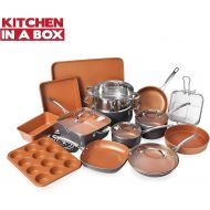 [아마존핫딜][아마존 핫딜] GOTHAM STEEL Gotham Steel 20 Piece All in One Kitchen Cookware + Bakeware Set with Nonstick Durable Ceramic Copper Coating  Includes Skillets, Stock Pots, Deep Square Fry Basket, Cookie Sheet