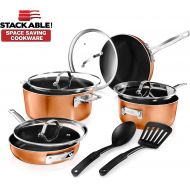 [아마존 핫딜] GOTHAM STEEL Gotham Steel Stackable Pots and Pans Set  Stackmaster 10 Piece Cookware Set with Ultra Nonstick Cast Texture Ceramic Coating, Saves 30% Space, Sauce Pans, Stock Pots, Skillets & M