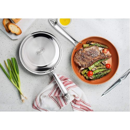  Gotham Steel 10 Piece Pro Chef Cookware Set Premium Copper Nonstick Pots and Pans Tri-Ply Bonded, Coated with Titanium and Ceramic Surface for the Ultimate Release  Dishwasher Sa