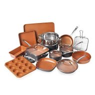 Gotham Steel Cookware + Bakeware Set with Nonstick Durable Ceramic Copper Coating  Includes Skillets, Stock Pots, Deep Square Fry Basket, Cookie Sheet and Baking Pans, 20 Piece, G
