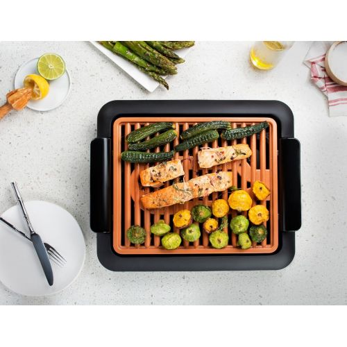  [아마존베스트]Gotham Steel Smokeless Grill Indoor Grill Ultra Nonstick Electric Grill  Dishwasher Safe Surface, Temp Control, Metal Utensil Safe, Barbeque Indoors with No Smoke!