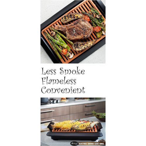  [아마존베스트]Gotham Steel Smokeless Grill Indoor Grill Ultra Nonstick Electric Grill  Dishwasher Safe Surface, Temp Control, Metal Utensil Safe, Barbeque Indoors with No Smoke!