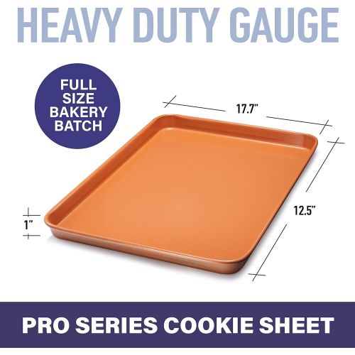  Gotham Steel Bakeware Nonstick Cookie Sheet XL Baking Tray Even Heat & Non-Warp Technology Ultra Nonstick Ceramic & Dishwasher Safe, Pro Heavy-Duty Chef’s Bakeware 17.7” x 12.7” Fu