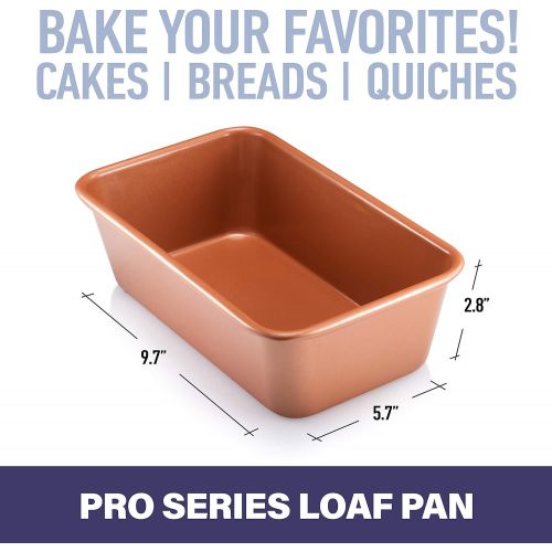  Gotham Steel Bakeware Loaf Pan ? Nonstick Loaf Pan, XL 9.7” x 5.75” x 2.8” Full Size Loaf Pan Even Heat g, Metal U& Non-Warp Technology with Ultra Nonstick Ceramic Coatintensil & D