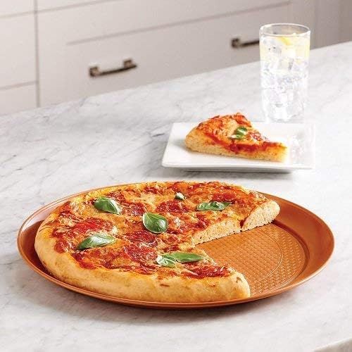  Gotham Steel 14” Perfect Pizza Tray ? with Premium Nonstick Copper Coating ? PTFE/PFOA Free, Dishwasher & Oven Safe to 500°,1720