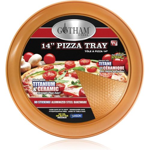  Gotham Steel 14” Perfect Pizza Tray ? with Premium Nonstick Copper Coating ? PTFE/PFOA Free, Dishwasher & Oven Safe to 500°,1720