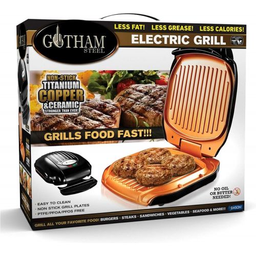  Gotham Steel Electric Grill Low Fat Multipurpose Sandwich Grill with Nonstick Copper Coating ? As Seen on TV Large