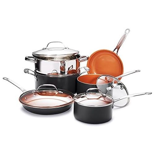  Gotham Steel Ultimate 15 Piece All in One Chef’s Kitchen Set Copper Coating ? Includes Skillets, Stock Pots, Deep Square Pan with Fry Basket