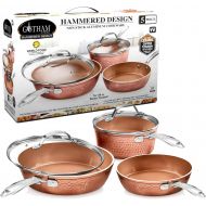 Gotham Steel Premium Hammered Cookware ? 5 Piece Ceramic Cookware, Pots and Pan Set with Triple Coated Nonstick Copper Surface & Aluminum Composition for Even Heating, Oven, Stovet