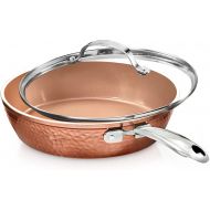 Gotham Steel Hammered Copper Collection ? 10” Nonstick Fry Pan with Lid, Premium Cookware, Aluminum Composition with Induction Plate for Even Heating, Dishwasher & Oven Safe