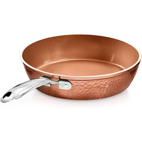  Gotham Steel Hammered Copper Collection ? 10” Nonstick Fry Pan with Lid, Premium Cookware, Aluminum Composition with Induction Plate for Even Heating, Dishwasher & Oven Safe